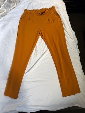 Soho Apparel Slim Paperbag Waist Chinos - Burnt Orange